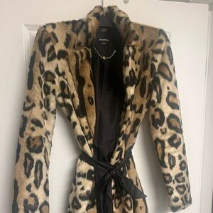 Bebe Leopard Print Faux Fur Coat